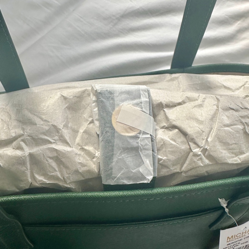 Michael Kors Microstud Center Stripe Small Travel Tote – Moss (NWT) - Picture 6 of 14